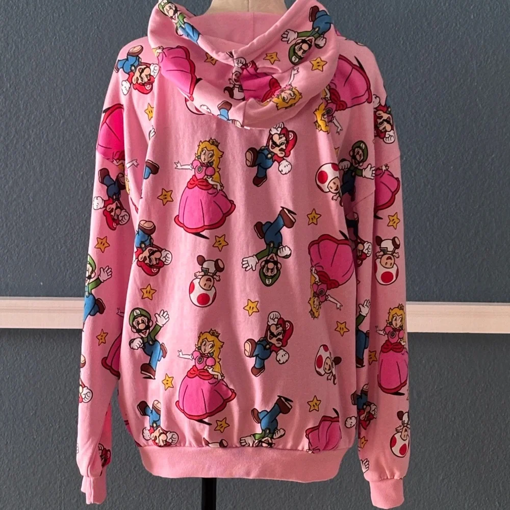 Super Mario Brothers Characters Allover Print Women’s Hoodie Size Medium NWT - Picture 4 of 7